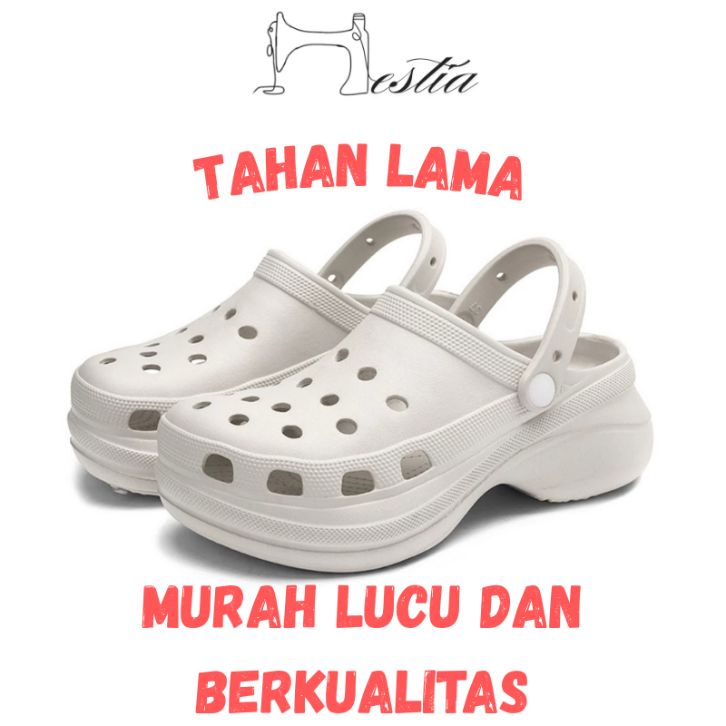 Sandal Crocs Kodok Slip on Wanita Model Baim Slop Lucu