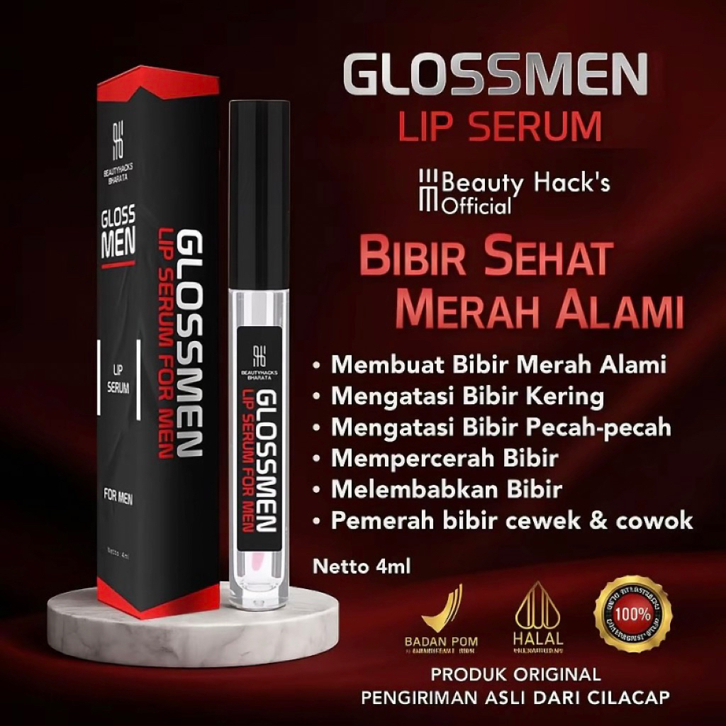 Lip Serum Bibir GLOSSMEN Pemerah Bibir Pria Wanita Mencerahkan Bibir Hitam Menjadi Merah Permanen