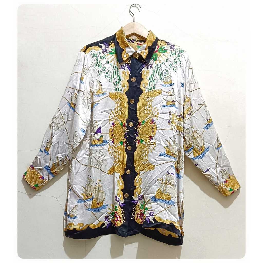 Tunik Satin Jumbo Blus Wanita Satin Mewah Vintage Adem Nyaman Dipakai