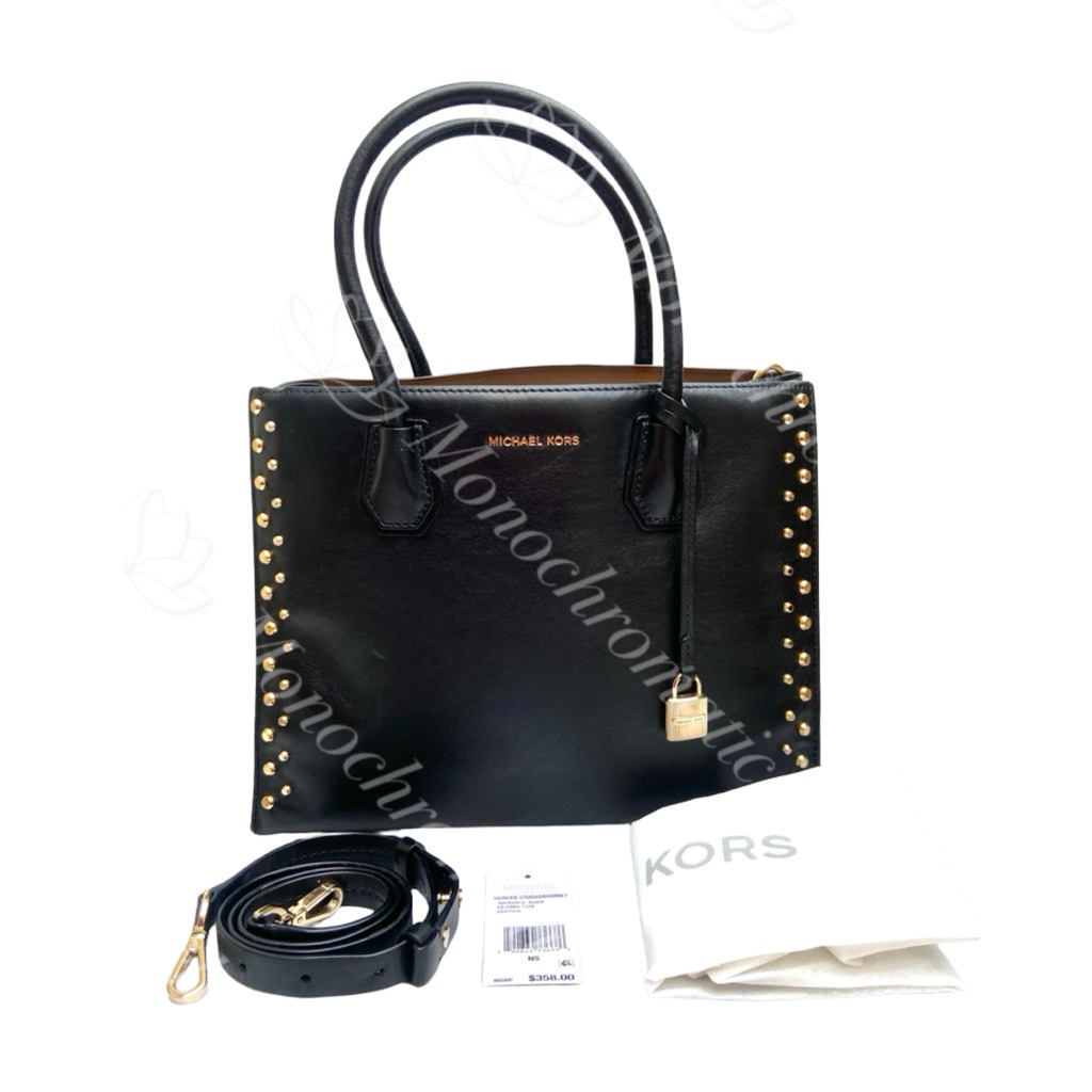 Authentic Original Preloved Michael Kors Butik MK Mercer Stud & Grommet Leather Tote & Sling Bag