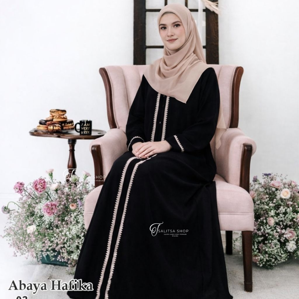 Gamis abaya hitam size remaja dewasa jumbo hafika radinka
