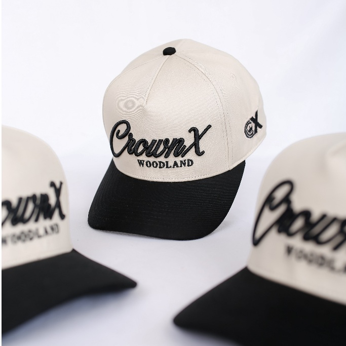 Topi Baseball Crownx Woodland Cream Black Adjustable - Original