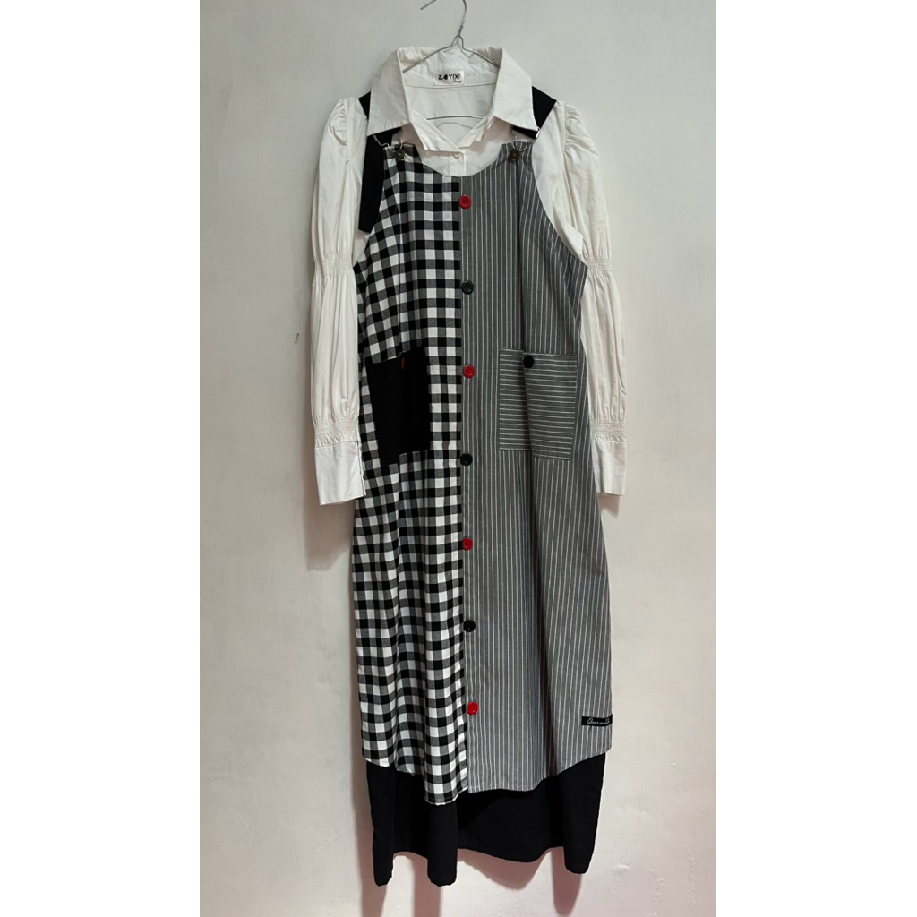 One set overall & kemeja wanita// baju lebaran wanita//onesett lebaran