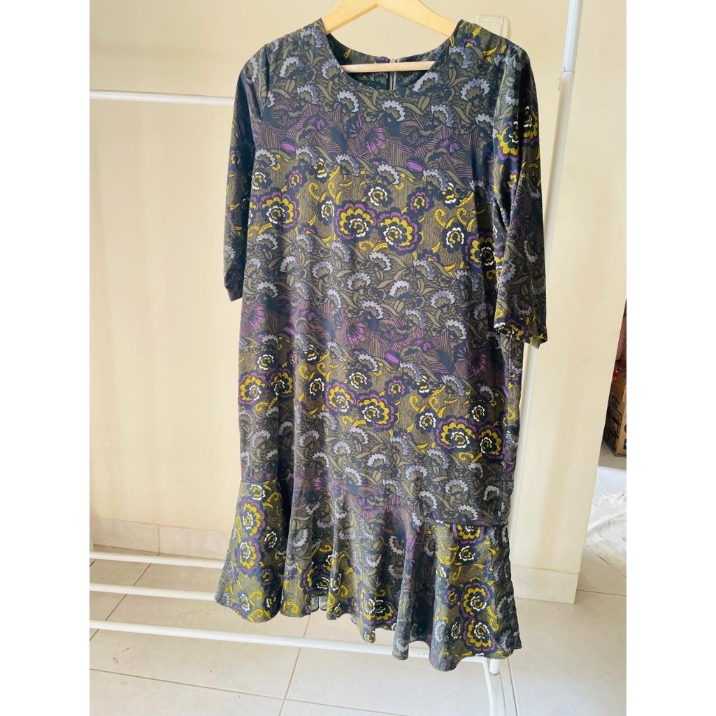 Dress cantik motif  bunga babydoll plisket