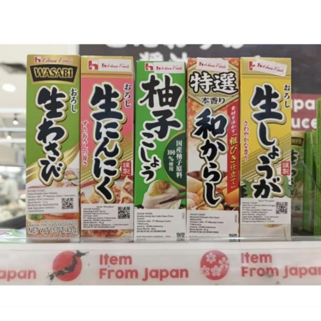 Wasabi House 43g Saus House Foods Wasabi Karashi Mentaiko Cod Roe Spicy Paste 40g Spread Garlic Yuzu