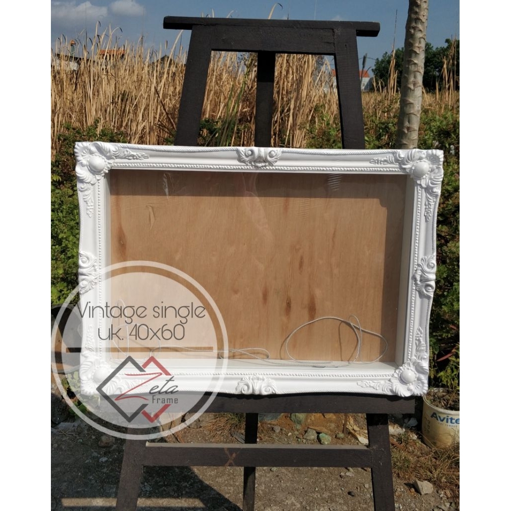 Pigura mahar belgi clasic putih single uk. 40x60 - Frame mahar vintage eropa - pigura clasic