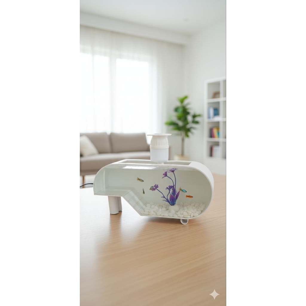 AQUARIUM MINI KURA - KURA PVC LENGKAP HIASAN DAN LAMPU LED