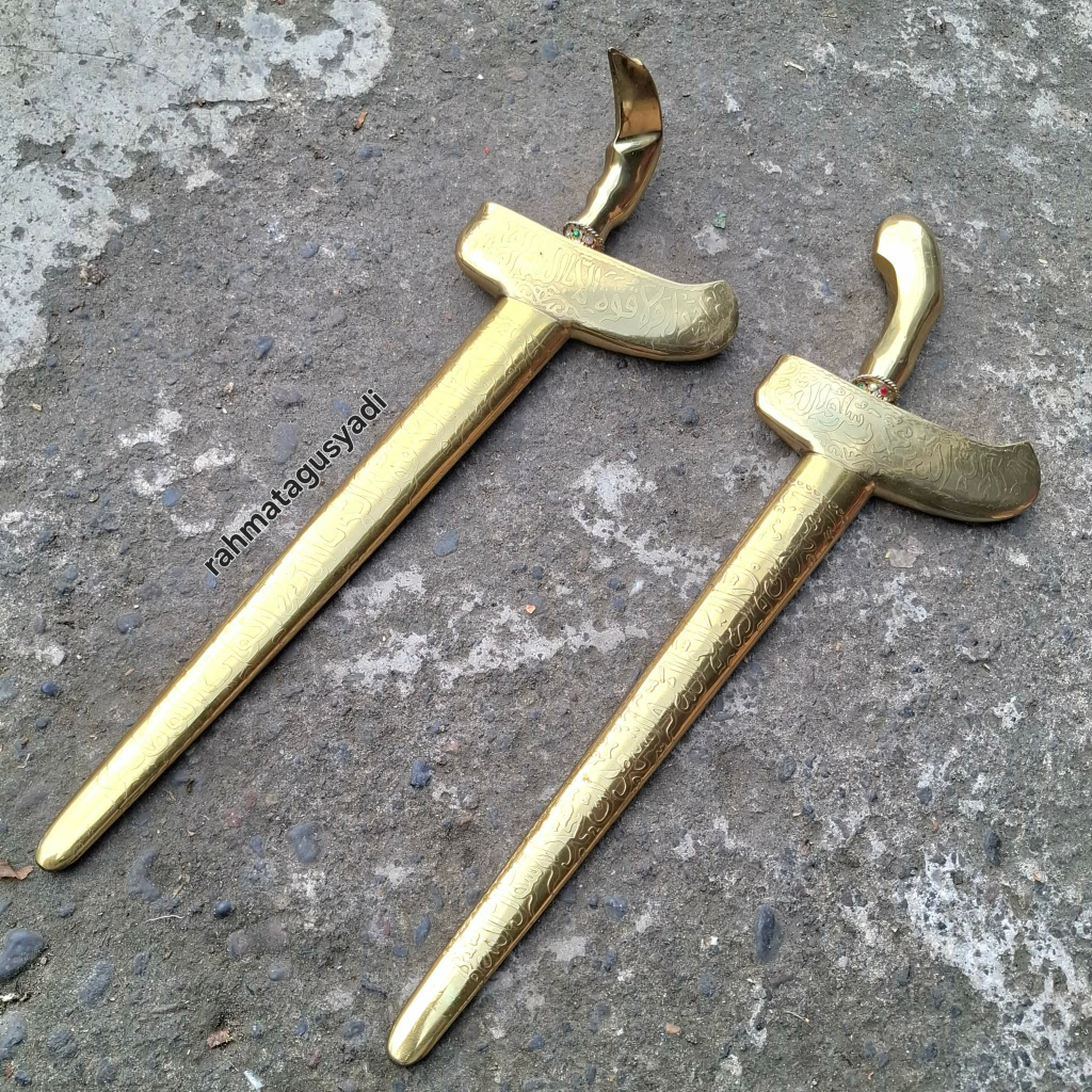 Keris Kuningan Besar Pengantin Minang Full Kuningan Premium 47cm