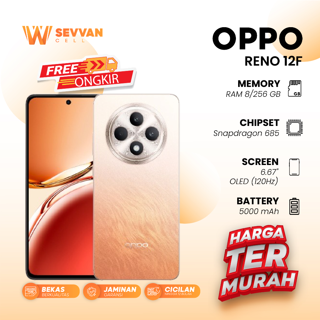 Handphone Oppo Reno 12F Ram 8 256GB