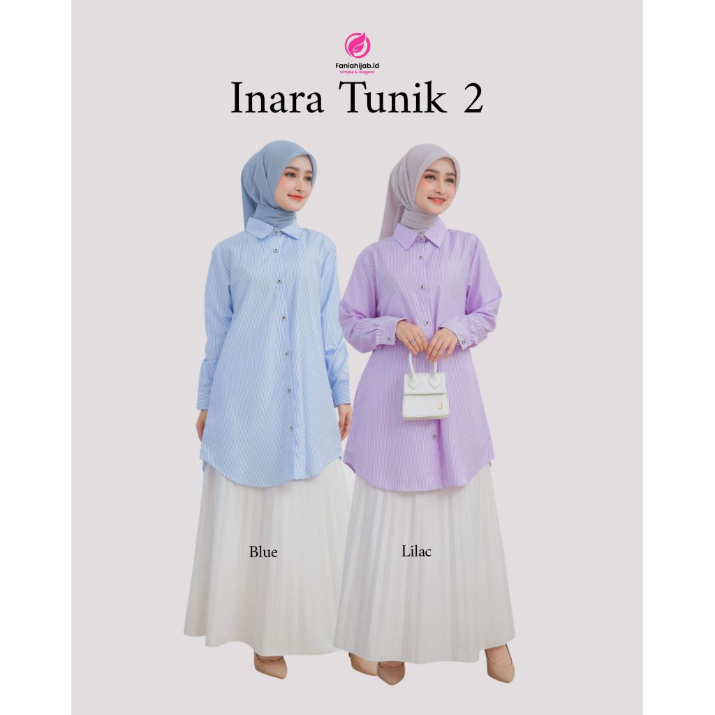 SALE Inara Tunik Salur Blue | Lilac By Fania Hijab