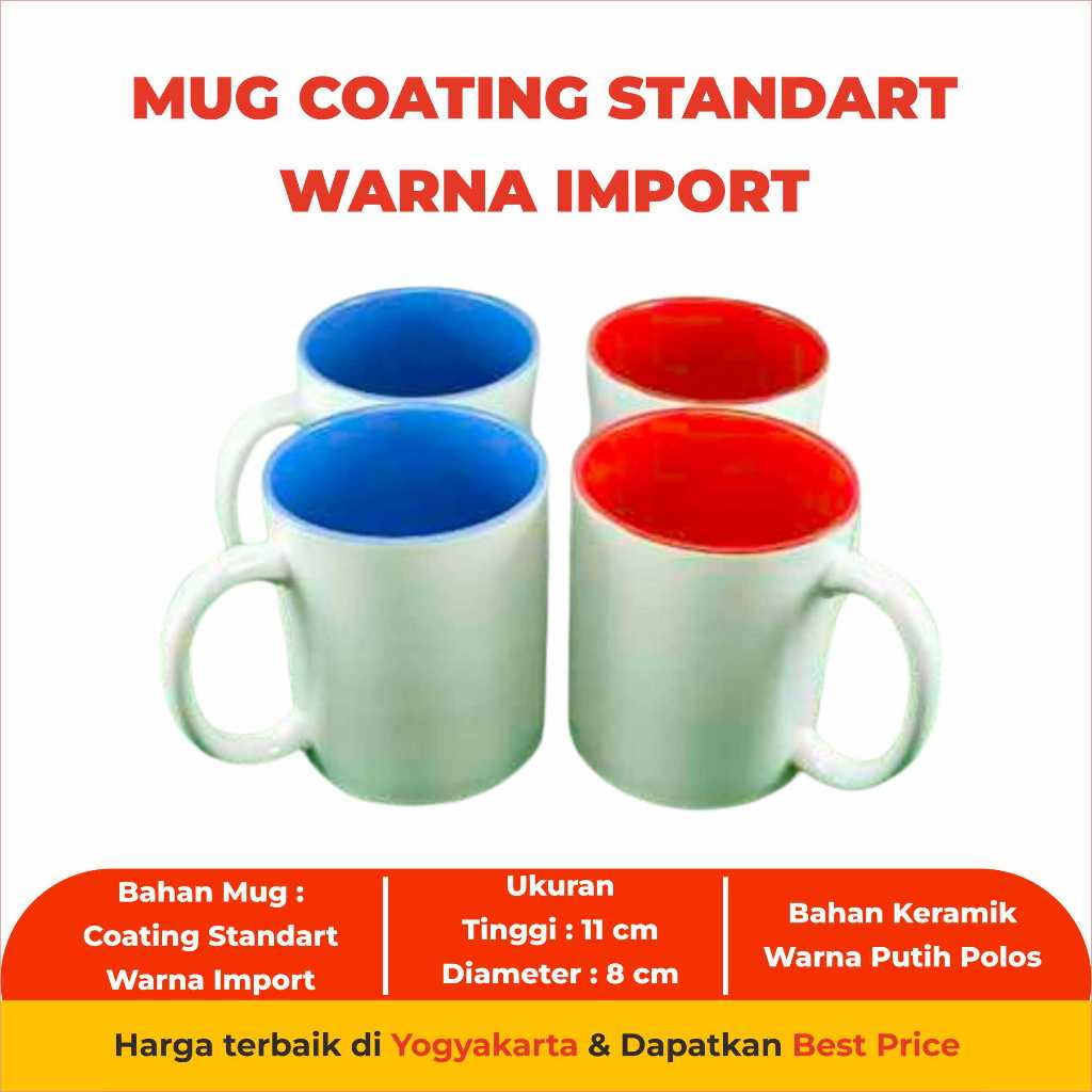 Mug Coating Standart Warna Import | Mug Polos Warna Premium