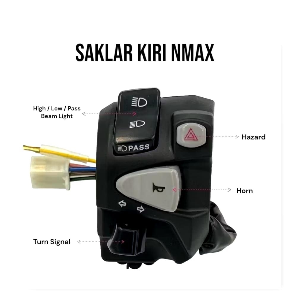 SAKLAR VARIASI KIRI NMAX TOMBOL PASS LAMPU DOMINO PREMIUM/ HAZARD KLAKSON DAN SEIN