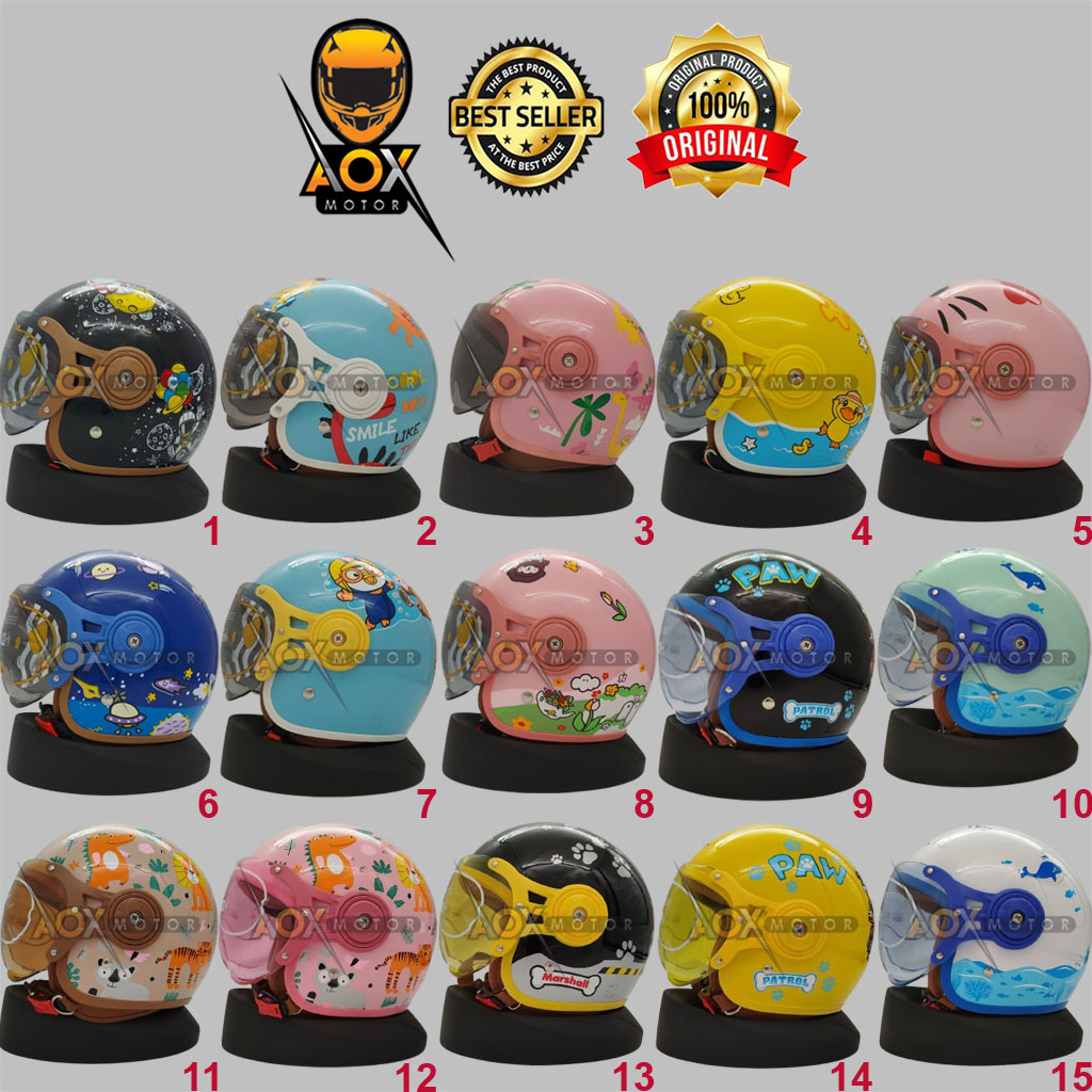 Helm Anak Berkualitas Original Kaca Pilot Junior BIP PLAST Lunar Kids Motif