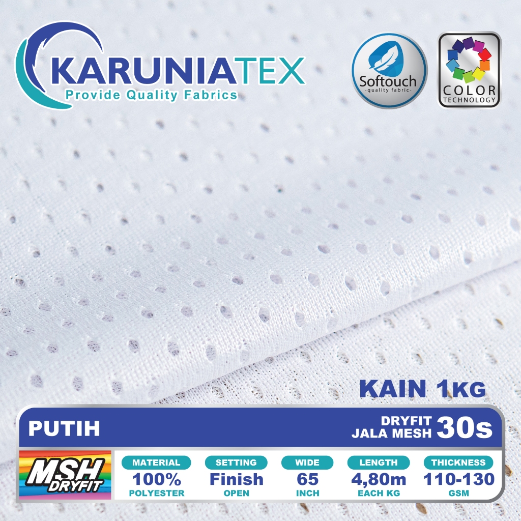 Kain Dryfit Jala Mesh Kiloan | Putih | Karunia Textile