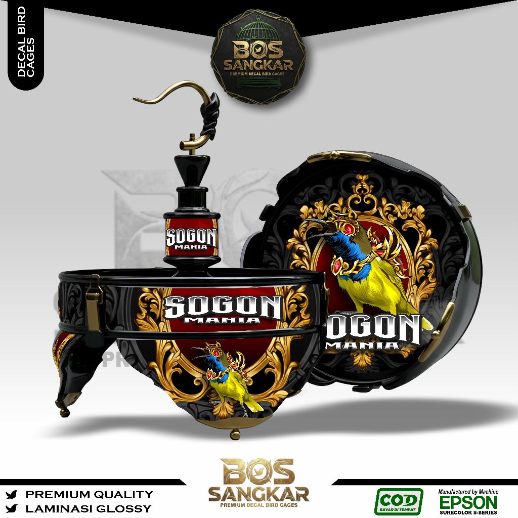 STIKER DECAL SANGKAR BURUNG BUNDAR LINGKARAN LOVE BIRD HELOPET BATMAN CUSTOM SOGON MANIA BS2