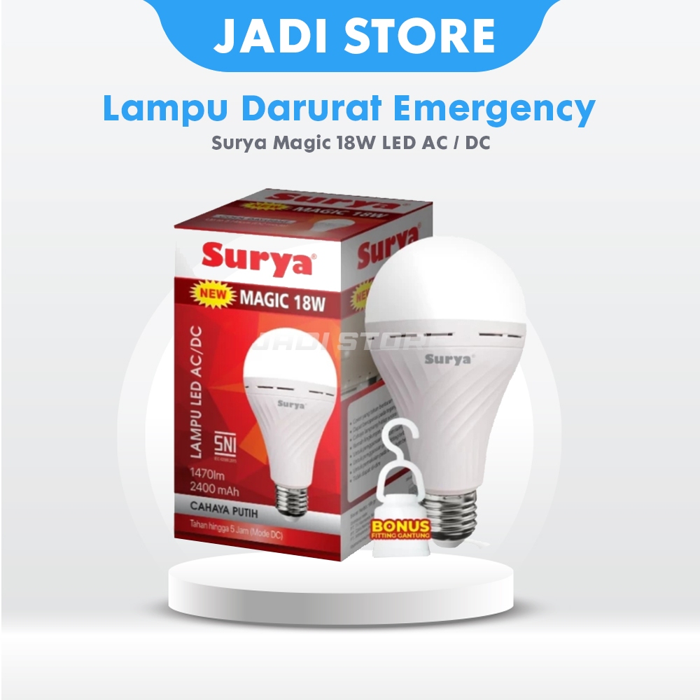 SURYA Lampu Emergency 18 Watt LED Bulb Super Terang Lampu Darurat Saat Mati Lampu Otomatis Nyala Fit