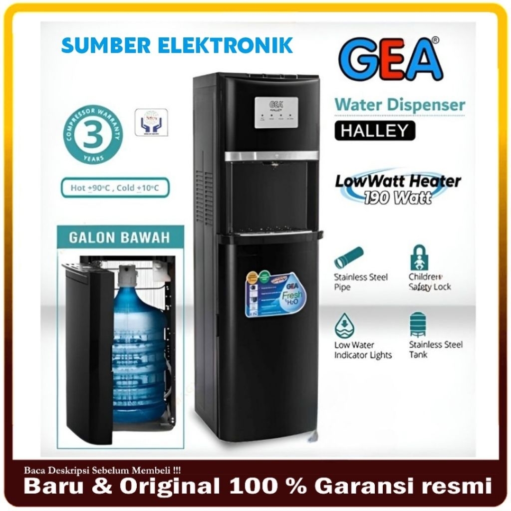 DISPENSER GALON BAWAH GEA HALLEY LOW WATT