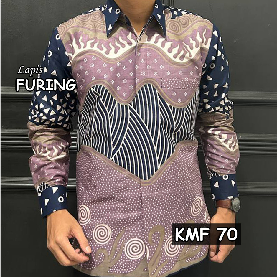RISNA BATIK Ungu Lilac Kemeja Biru Ungu Lapis Furing Premium Lengan Panjang KMF 70 Batik Anak Lilac