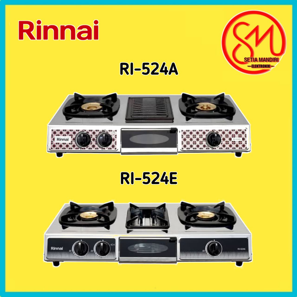 Kompor Gas 2 tungku + panggangan RINNAI RI-524E I RI-524A