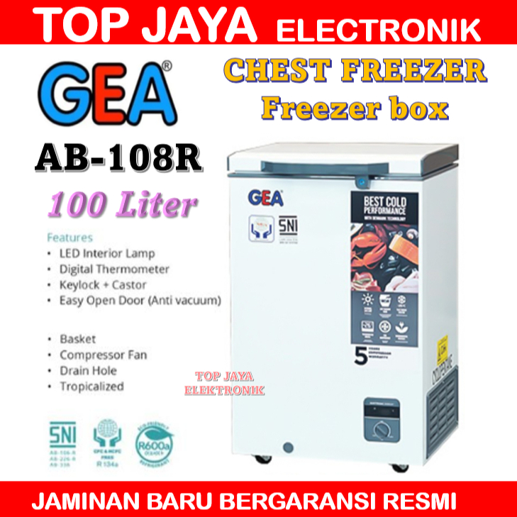CHEST FREEZER GEA 100 LITER/FREEZER BOX GEA AB-108R 100 LITER BERGARANSI RESMI