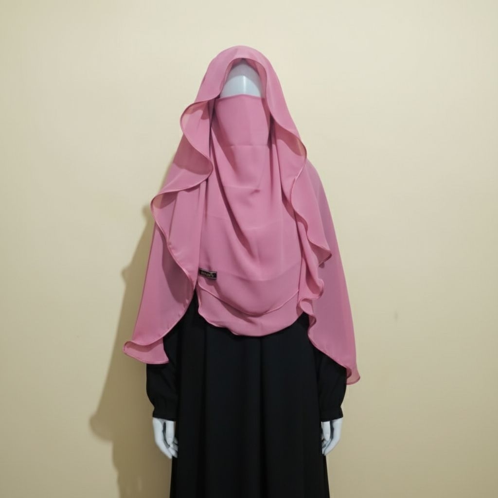 Cadar Niqob Poni Kancing Butterfly shiffon nyaman lembut syari