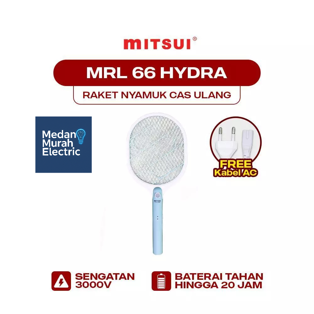 Raket Nyamuk Mitsui MRL66 Hydra Mosquito Swatter Effective / Raket Nyamuk Besar Murah Instan Only