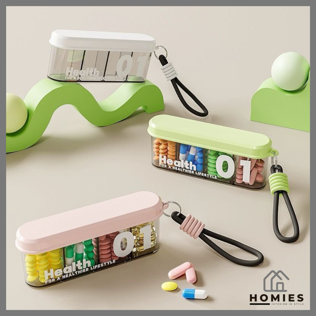 TEMPAT PENYIMPANAN OBAT SEKAT BOX DAILY PERSONAL MEDICINE BOX KOTAK OBAT 4 SEKAT TRAVELLING