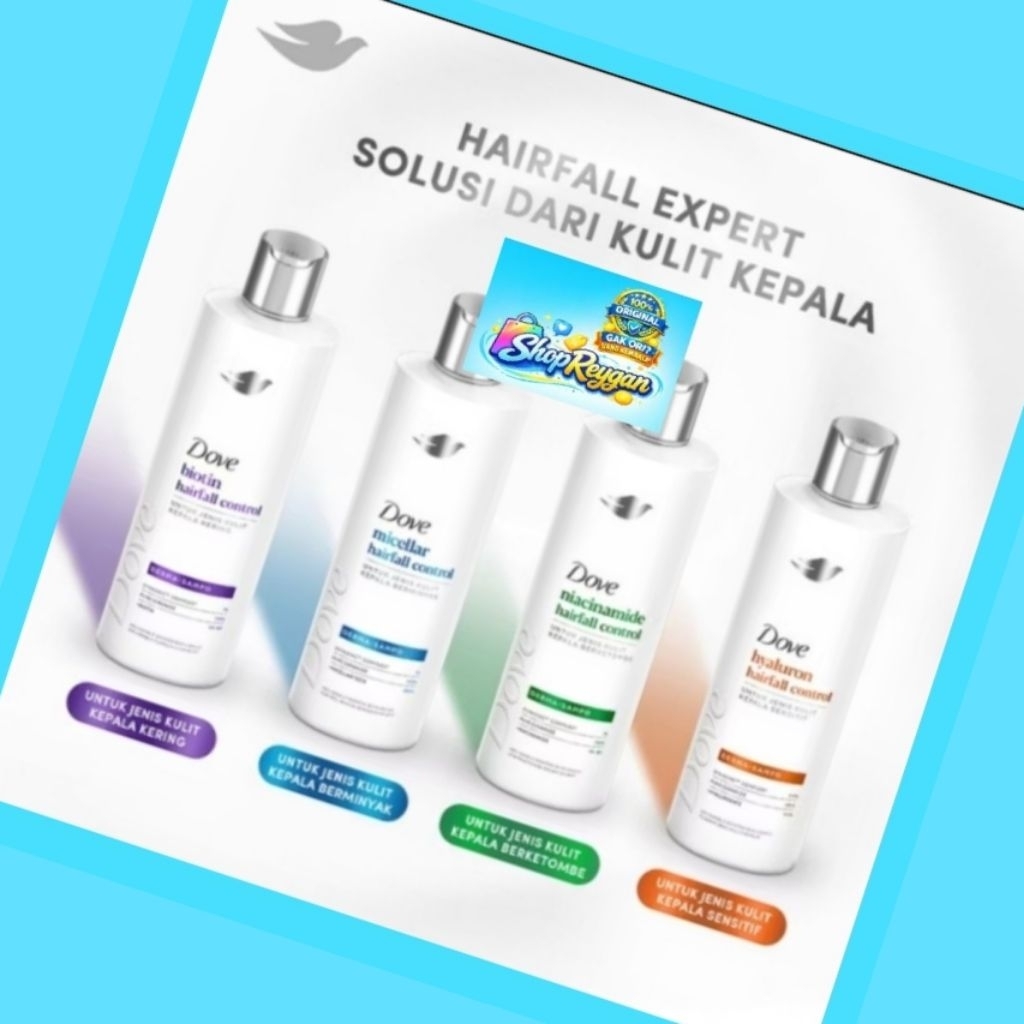 Dijamin original (gk ori uang kembali) Dove Shampoo Biotin Hairfall Control 400mLSampo Perawatan Ram