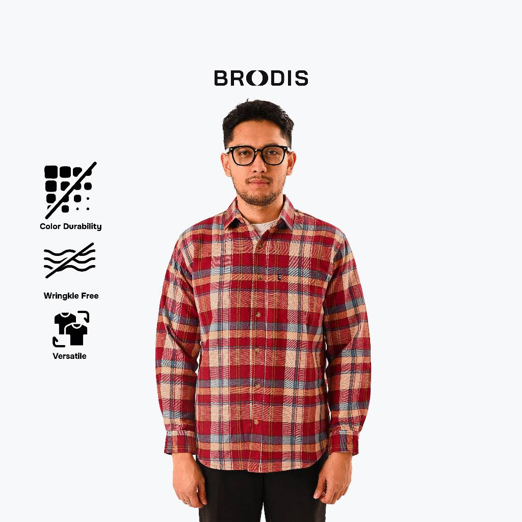 Broodis Kemeja Flannel Red Buffalo Lengan Panjang