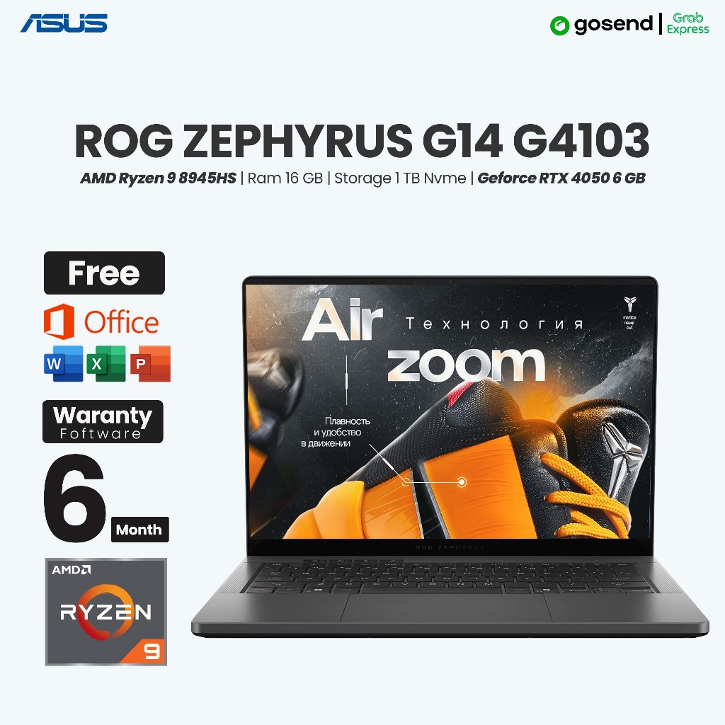 Laptop Gaming ASUS ROG ZEPHYRUS G14 G4103 AMD Ryzen 9 8945HS Ram 16 GB SSD 1 TB Nvidia Geforce RTX 4