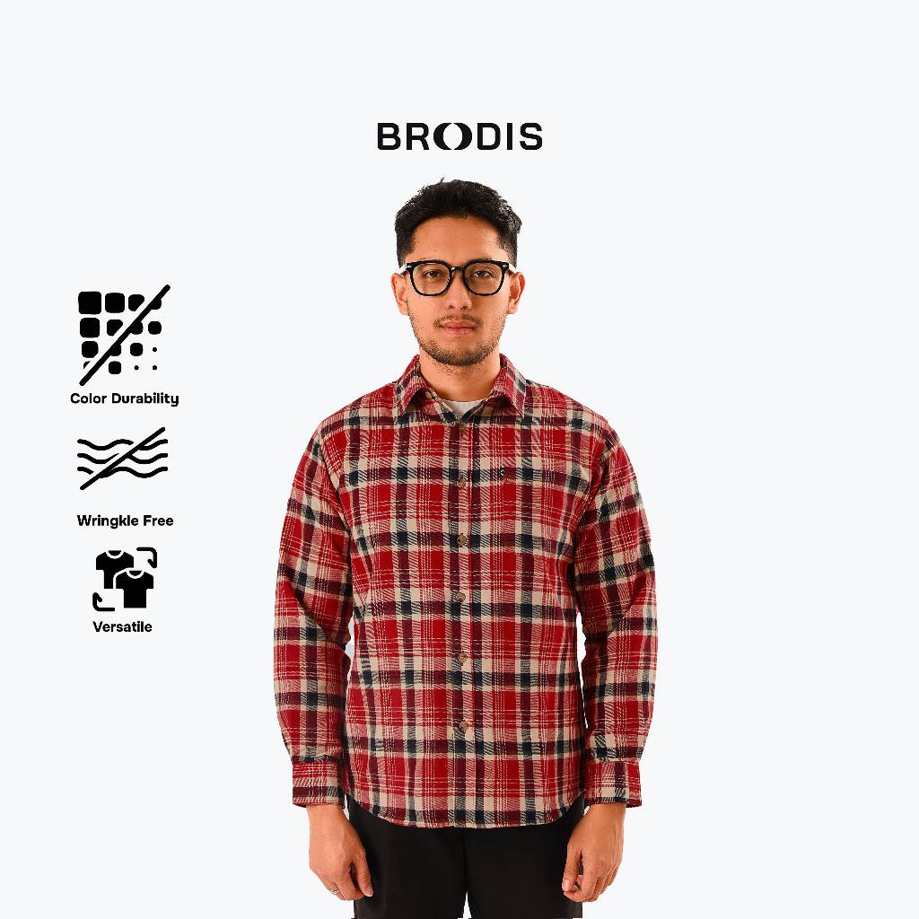 Broodis Kemeja Flannel Red Scottie Lengan Panjang