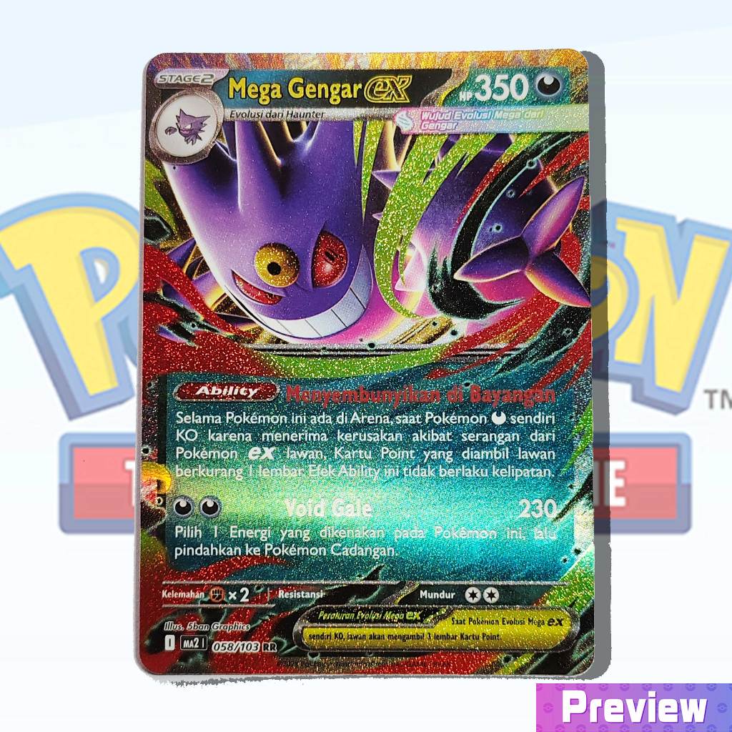 Kartu Pokemon TCG Indonesia - Mega Gengar MA2 058/103 RR