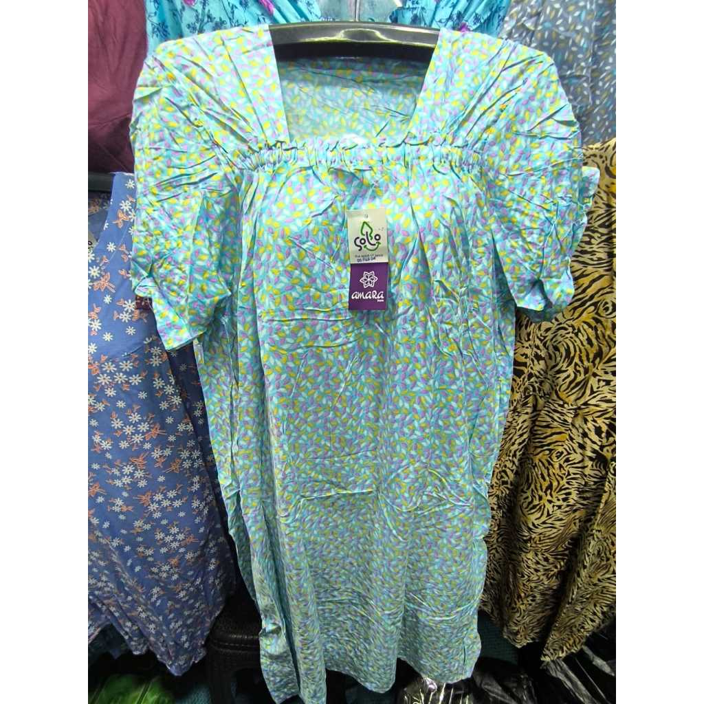 Shabhira - Daster Katun Rayon Motif / Daster Lengan Pendek Serut Dada / Daster Busui / Dress Wanita