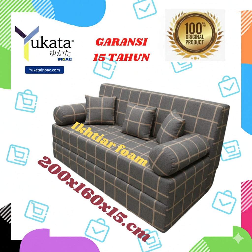 Sofa Bed Inoac YUKATA Custom SofaBed Inoac Ukuran 200X160X15 cm  sofabed 3 in 1 garansi anti kempes