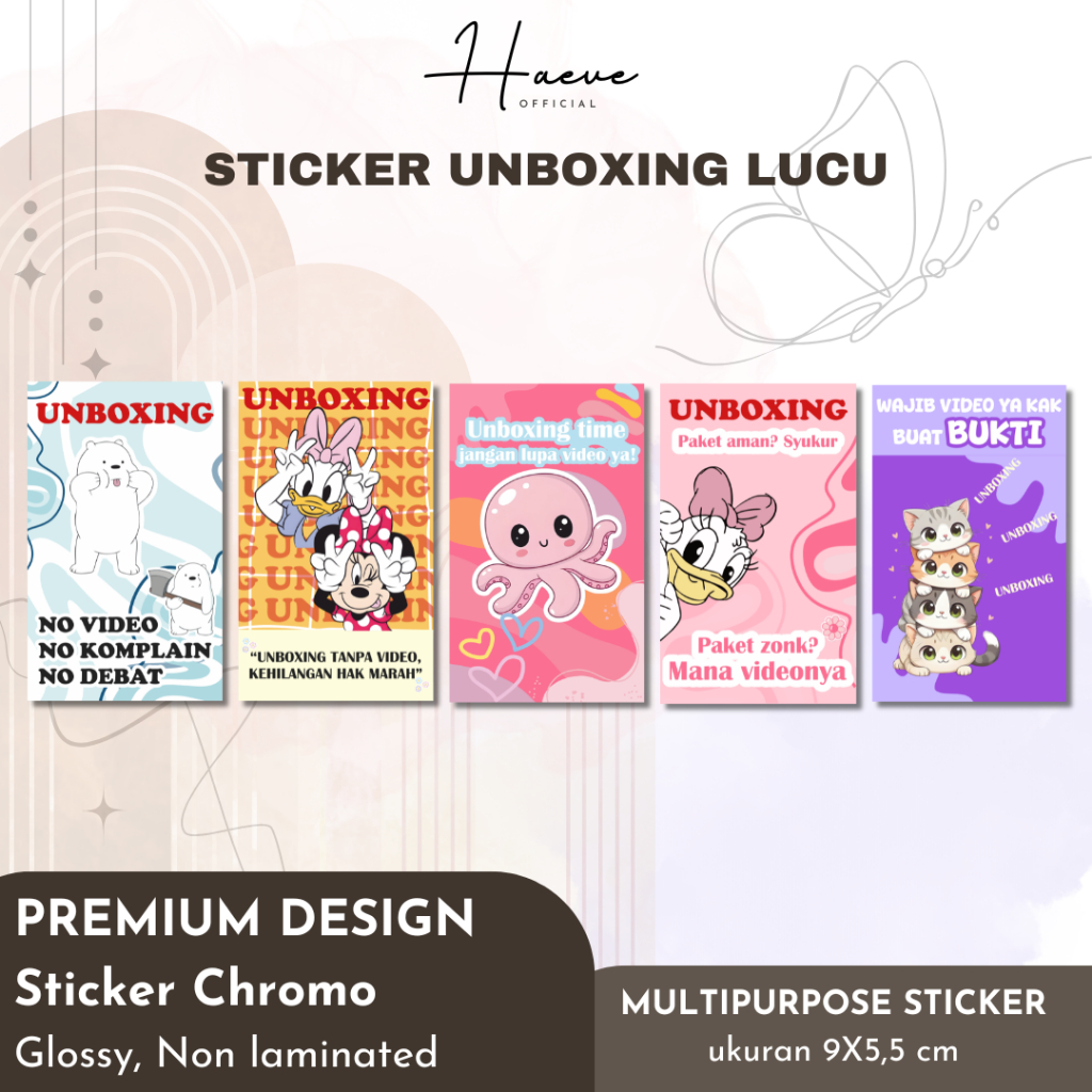 Sticker Video Unboxing Lucu Aesthetic Sticker Unboxing Paket Online Shop Packaging