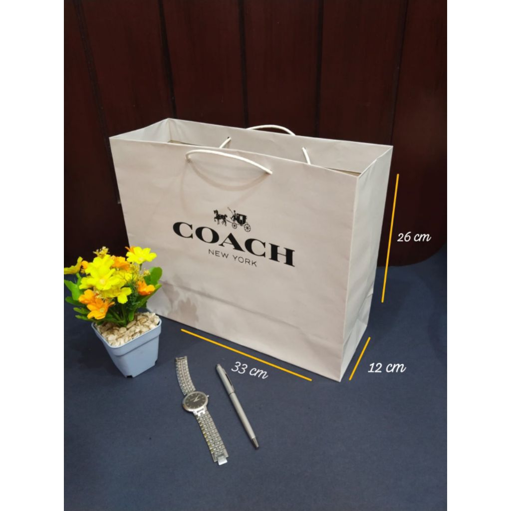 Paper Bag Kertas Kado Coach 2 Sisi Putih Medium Landscape