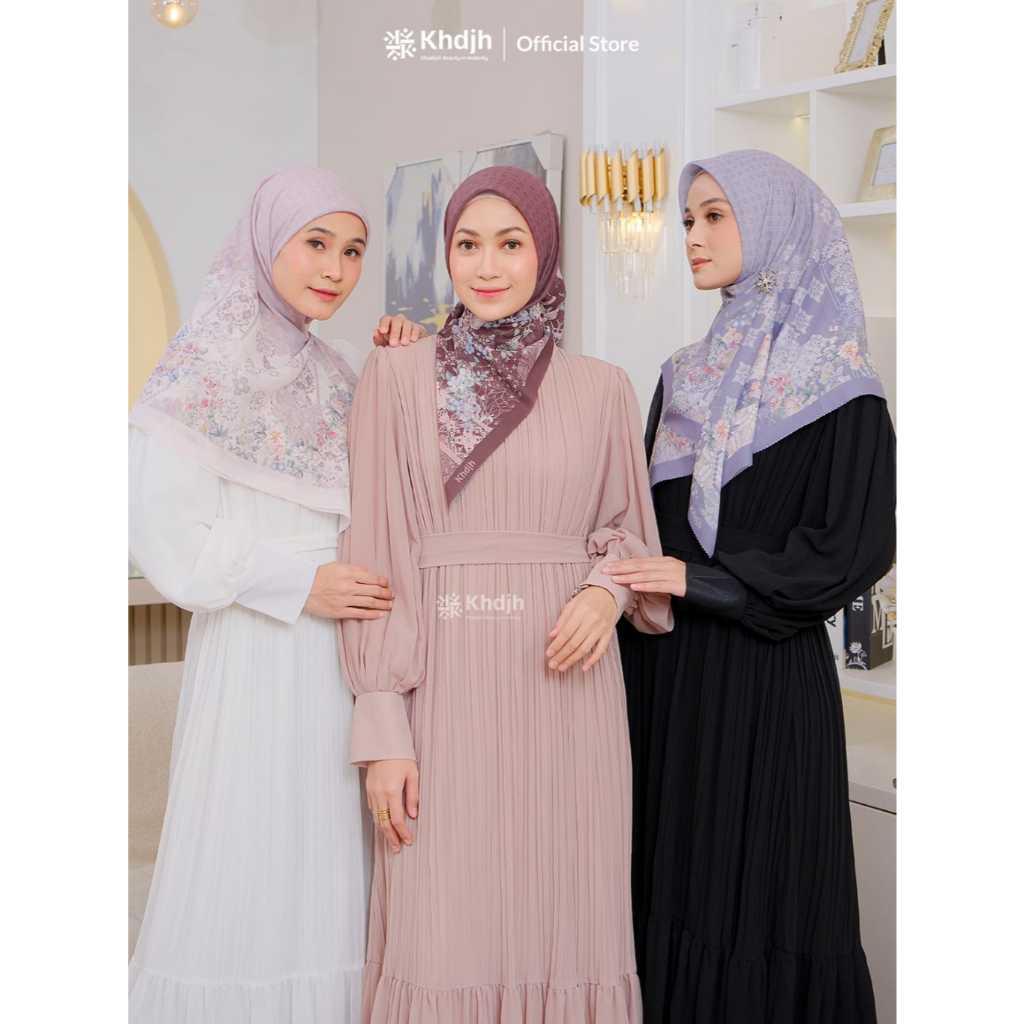 KHADIJAH LABEL Hijab Jilbab Segi Empat Voal Scarf Premium Motif Terbaru Primrose