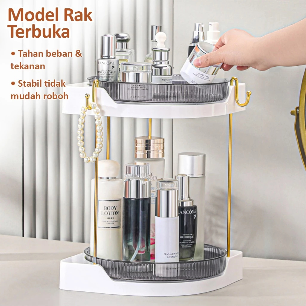 Rak Kosmetik Putar 360 Derajat Aesthetic 2 Susun Tempat Make Up Rak Perhiasan Gelang /GM-11