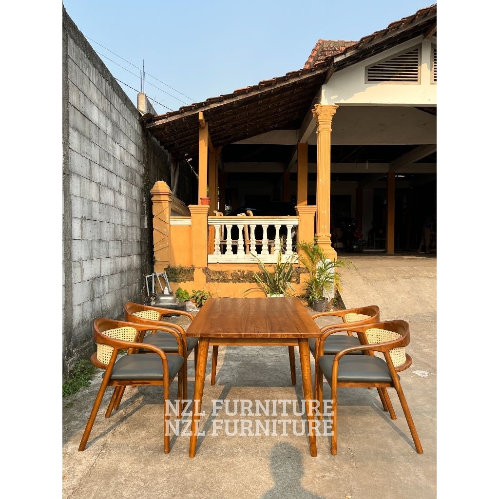 Set Meja Makan Kursi Selly Rotan Meja Makan Minimalis Rotan Jati Kursi Makan Rotan Kursi Cafe Rotan 