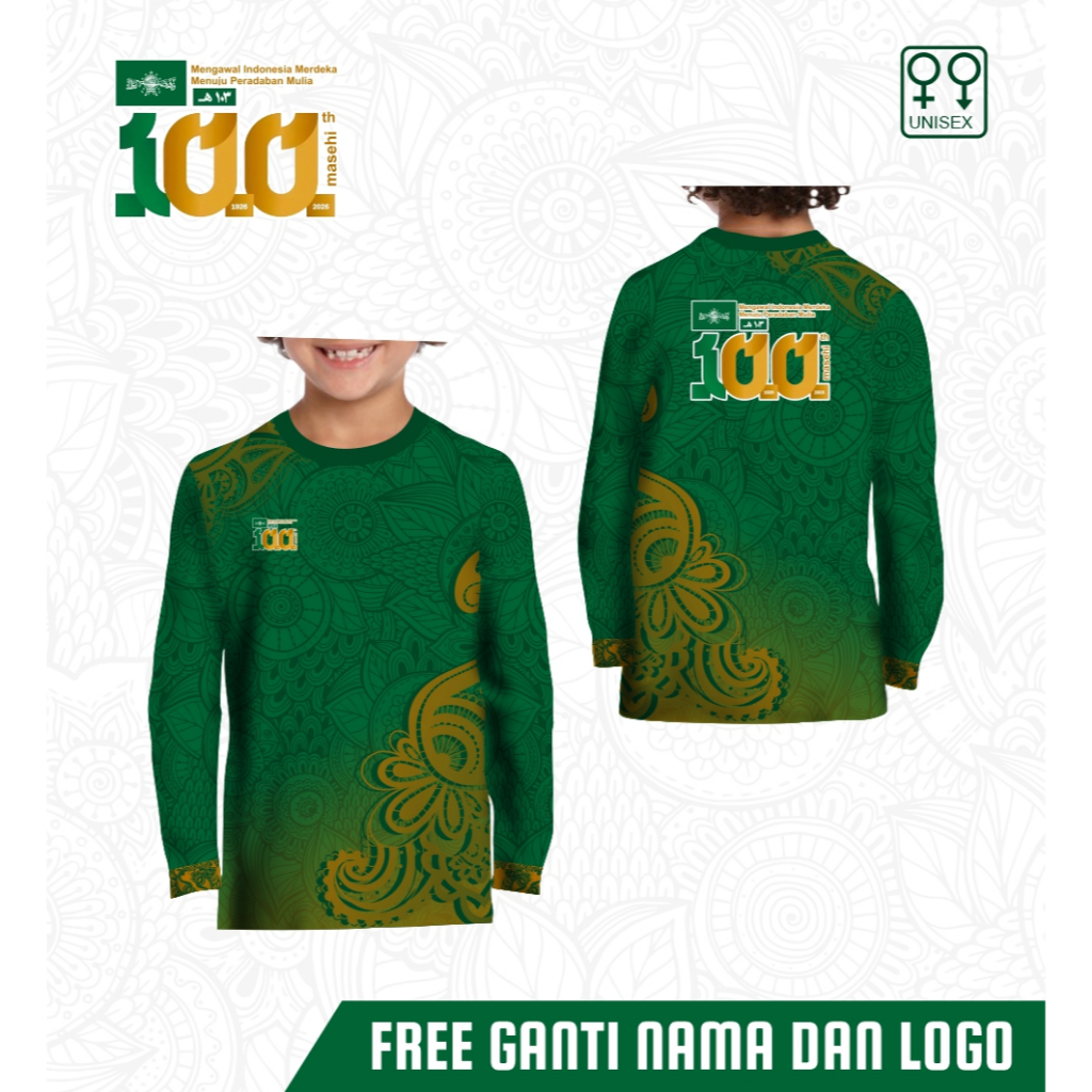Atasan anak baju NU  Nahdlatul Ulama ke 100 kaos free custom lengan panjang
