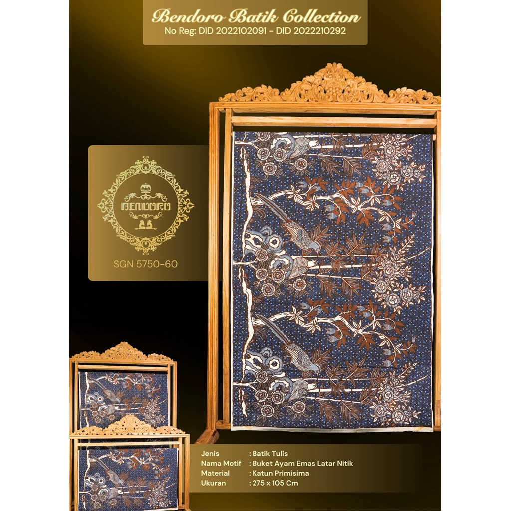 Batik tulis motif Buket Ayam Emas Latar Nitik by Bendoro  Batik Collection