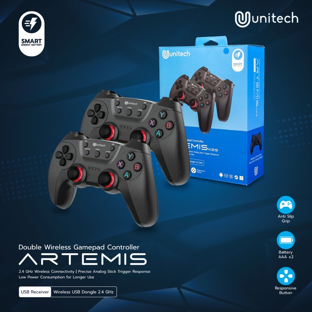 Gamepad Double Wireless CM-19D - Joystick Pc Controller Gaming Komputer Wireless Turbo 2.4ghz