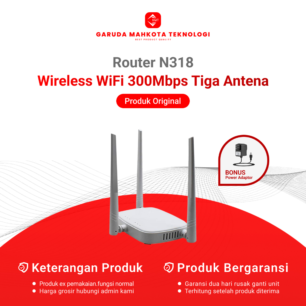 Router Tenda N318 Wiresless WiFi 300Mbps 3 Antena / Router Bekas Original Bonus Adaptor