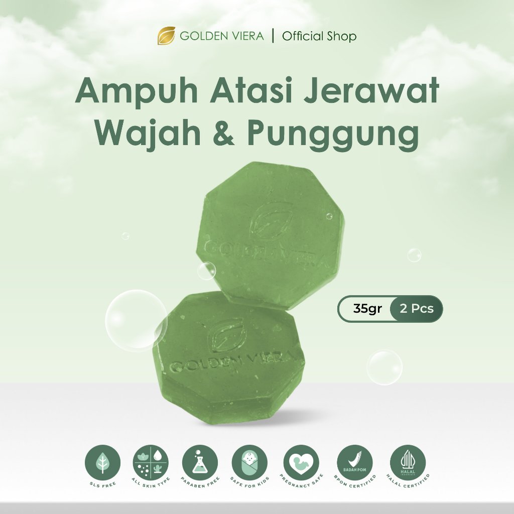 Golden Viera - Sabun Jerawat Wajah & Punggung - 2 pcs - @35 gram