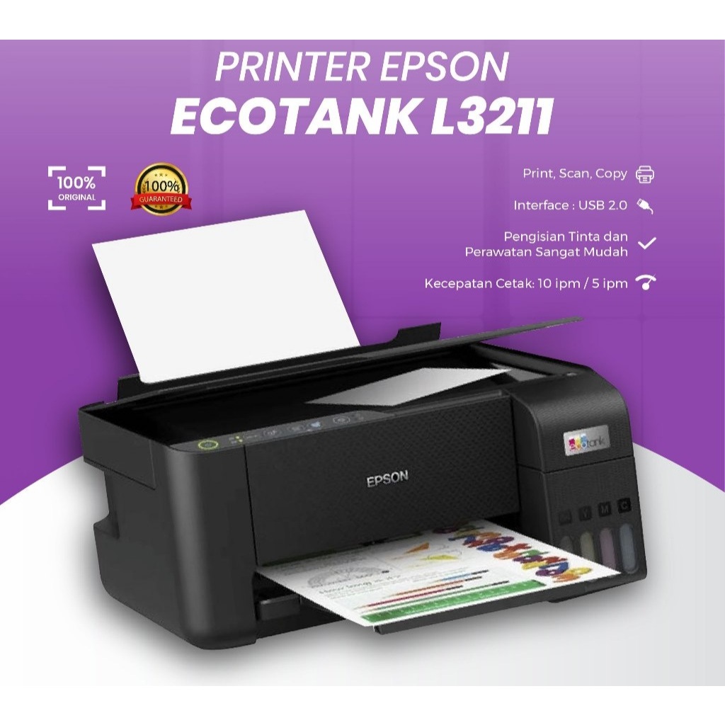 Printer EPSON Ecotank L3211 TYPE BARU Print, Scan, Copy