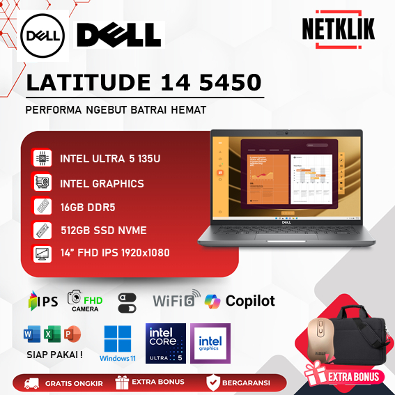 Laptop DELL Latitude 5450 - Intel Ultra 5 135U 16GB 512GB SSD 14" Windows 11 PRO