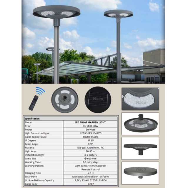 Visco Lampu solar Garden light Uvo remot lampu taman bulat tenaga surya