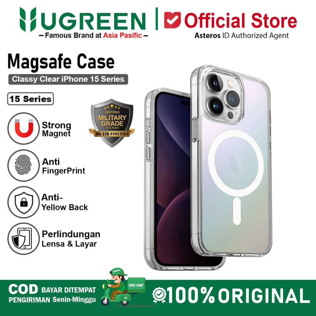 UGREEN Case Magsafe iPhone 15 Plus 15 Pro Max Matte Aurora Laser Gradient Clear