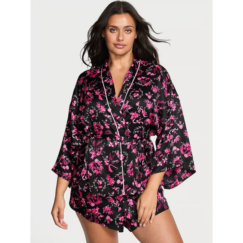 VICTORIA'S SECRET Signature Satin Mini Robe