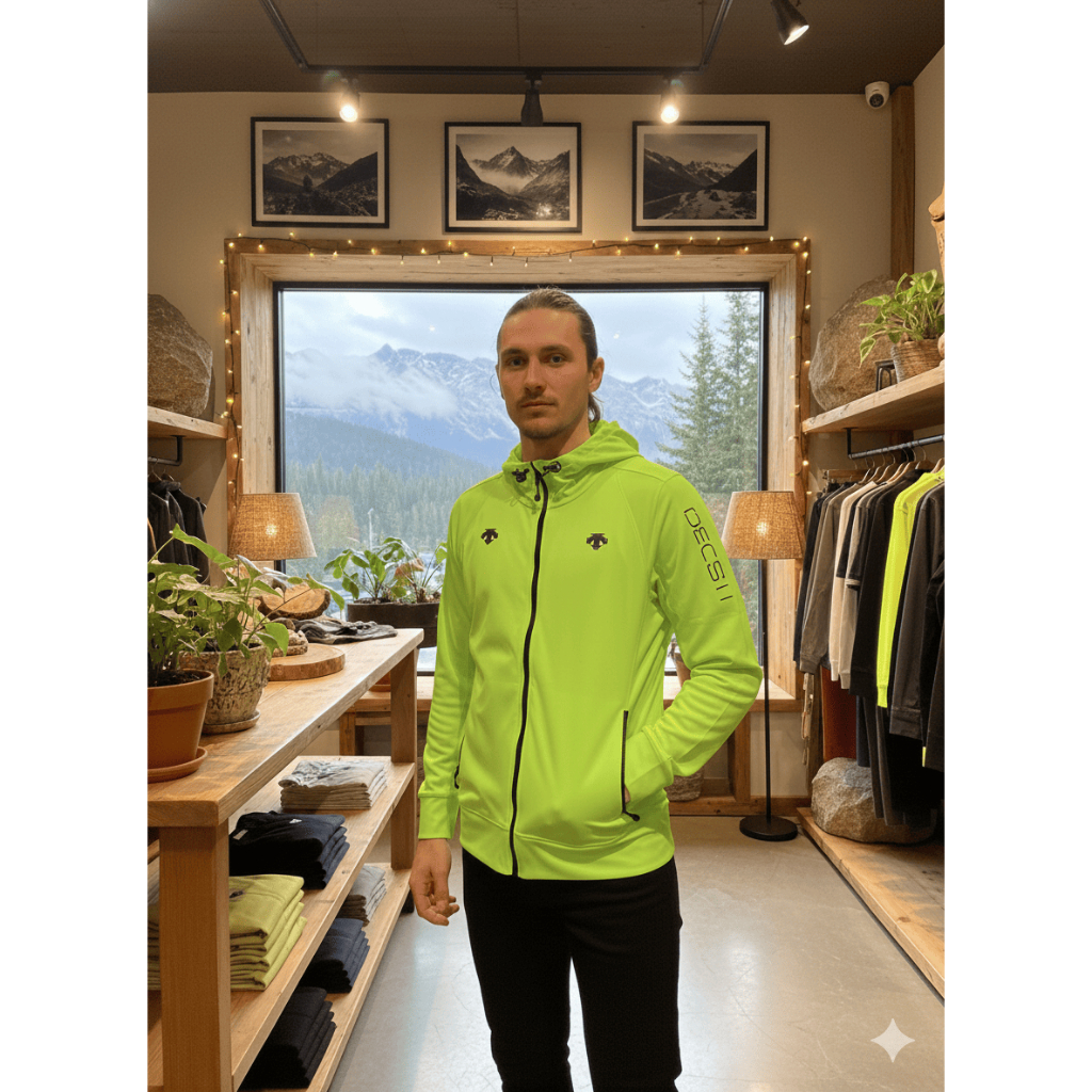 Descente Hoodie Jersey Softshel Hijau Stabilo